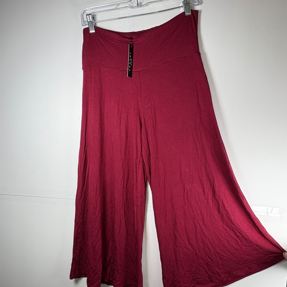 NWT Made by Johnny Women's Red Wide Leg Palazzo Pants High Waist Large